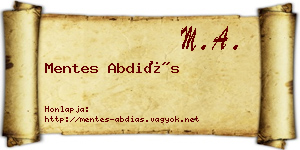 Mentes Abdiás névjegykártya
